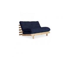 Canapé convertible futon racines pin naturel coloris marine couchage 140*200 cm.