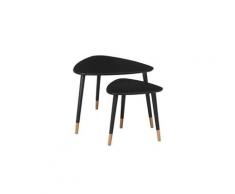 Icaverne table gigogne 2 tables basses gigognes triangulaires limpia scandinave - noir mat et bois naturel - l 60 x l 60 cm et l 45 x l 45 cm