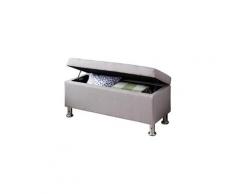Banc de lit nizza coffre de rangement avec assise pouf capitonné bout de lit avec pieds en métal chromé, structure mdf et tissu gris