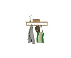Sobuy® fhk06-n étagère porte-serviette porte-manteau mural en bambou avec étagère et 6 crochets