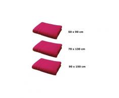 Lot linge de bain - une serviette de toilette, un drap de bain et maxi drap bain - rose myrtille