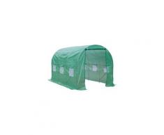 Serre de jardin tunnel 7m² 3,5l x 2l x 2h m châssis tubulaire acier galvanisé renforcé 6 fenêtres 1 portes vert
