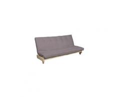 Pack futon latex taupe 140x200 banquette fresh bois naturel