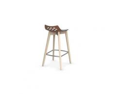 Tabouret de bar jam w orange transparent avec piétement en bois naturel