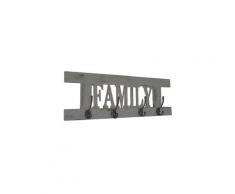 Porte-manteau mural patère en bois gris vintage 20,5x60x1,5 cm med04060