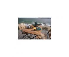 Table de jardin vendue seule table de jardin ou de balcon pliable - 2 places - métal, bois et eucalyptus - l 70 x l 70 cm