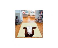 Tapis rectangulaire velours antidérapant imprimé animaux mrs cow - 135 x 200 cm