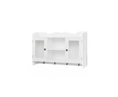 Icaverne - étagères murales et corniches esthetique vitrine murale avec étagère de livre / dvd / verre en mdf blanc