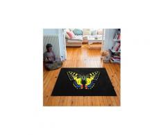 Tapis carré velours antidérapant imprimé papillons tiger butterfly - 135 x 135 cm