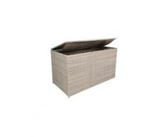 Coffre de jardin résine tressée plate 160 cm utica cappuccino