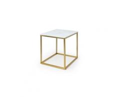 White pearl 1 table basse de salon 50 x 50 x 50 cm (lxhxp) - design marbre doré / blanc