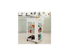 Desserte à roulettes, meuble rangement, kitchen trolley chariot de cuisine en bois, l50cmxh85cmxp37cm -blanc fkw12-w sobuy®