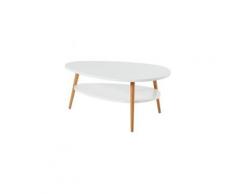 Stone table basse ovale scandinave - blanc laqué mat - l 90 x l 60 cm