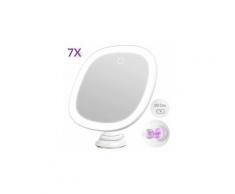 Miroir lumineux maquillage à ventouse rechargeable grossissant 7x miroir courtoisie cosmétiques curaux avec led rotation à 360° pour salle de bain
