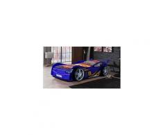 Lit enfant voiture bleu racer avec sommier 90x200