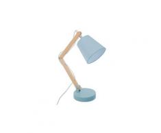 Lampe de bureau enfant en bois coloris bleu - dim : l.32 x l.12,5 x h.36 cm -pegane-