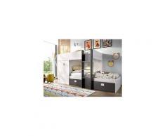 Lit enfant avec 2 tiroirs et 1 armoire coloris arctique et graphite - l 271 x p 111 x h 150 cm -pegane-
