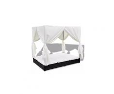 Icaverne - bains de soleil distingué chaise longue d'extérieur avec rideaux résine tressée noir
