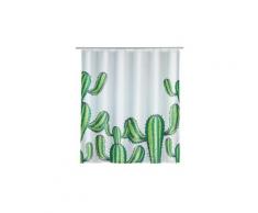 Rideau de douche cactus - polyester - 180 x 200 cm - blanc