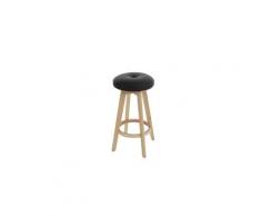 Tabouret de bar navan, chaise de comptoir, bois, similicuir, rotatif ~ noir, pieds clairs