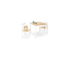 Table enfant fenna blanc naturel 57x57cm + 2 chaises
