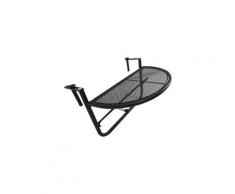 Table suspendue pour balcon dim. 60l x 45l cm hauteur réglable 3 niveaux métal époxy noir