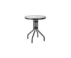 Table de balcon ronde 60 cm en verre trempé et fer noir