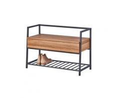 Banc à chaussures en métal coloris anthracite - dim : 90 x 39 x 61 -pegane-