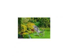 Chaise de jardin - fauteuil de jardin - tabouret de jardin fauteuil relax avec tetiere en textilene - 57 x 56 x 74 cm - gris