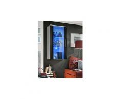 Vitrine led murale design "neo" 110cm blanc & noir brillant