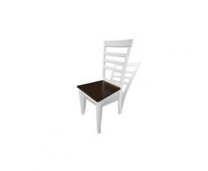 Icaverne - chaises de cuisine joli chaise de salle à manger 4 pcs bois massif marron et blanc