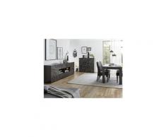 Salle à manger complète laqué gris brillant - kioo n°1 - l 137/185 x l 90 x h 79 - neuf