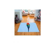 Tapis carré velours antidérapant imprimé animaux red parrot - 135 x 135 cm