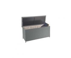 Coffre à coussins en polyrotin, hwc-d88, coffre jardin ~ premium gris, 63x135x52 cm, 320l