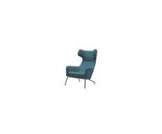 Fauteuil havana à oreilles en tissu bleu canard softline