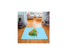 Tapis carré velours antidérapant imprimé papillons orange butterfly - 135 x 135 cm
