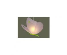 Lampe suspension chambre d'enfant papillon rose et anis