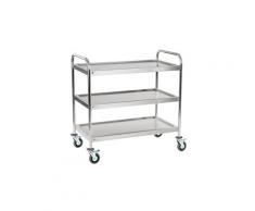 Chariot de service cuisine professionnel inox 2 étages max 150 kg arrondi helloshop26 3614113