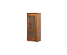 Vitrine murale suspendue à accrocher au mur ou à poser, structure en bois, porte vitrée avec croisillon, livrée montée prête à la mise en place