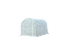 Serre de jardin tunnel surface sol 7 m² 3,5l x 2l x 2h m châssis tubulaire renforcé 18 mm 6 fenêtres blanc