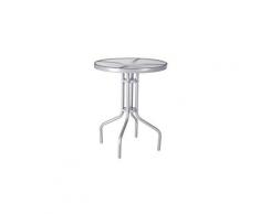 Table de balcon ronde 60 cm en verre trempé et fer gris