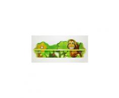 Armoire mural pour enfant en bois avec 4 crochets Motif de jungle