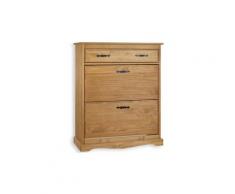 Meuble / rangement à chaussures, armoire SANTIAGO, pin finition cirée