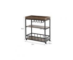 Multifonction desserte, étagère de rangement mobile meuble cuisine en inox et mdf l79 x l40 x h90cm