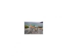 Table de jardin ou de balcon pliable - 2 places - metal, bois et eucalyptus - l 70 x l 70 cm