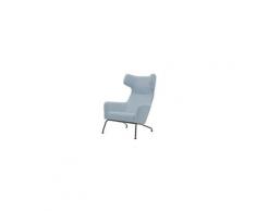 Fauteuil havana à oreilles en tissu bleu ciel softline