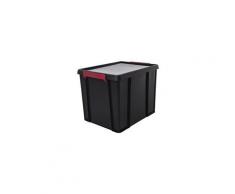 Iris ohyama boîte de rangement empilable avec couvercle - multi box - mbx-38- plastique - noir, rouge et transparent - 38 l