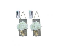 Mason jar applique murale décor avec led guirlande lumineuse rustique home decor vase 2pc ampoule led