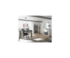 Salle à manger complète blanc/béton ciré foncé - lubio n°1 - l 137/185 x l 90 x h 79 - neuf