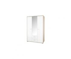 Homeline armoire de chambre - contemporain - chene massif naturel et blanc laqué - l 134,45 cm